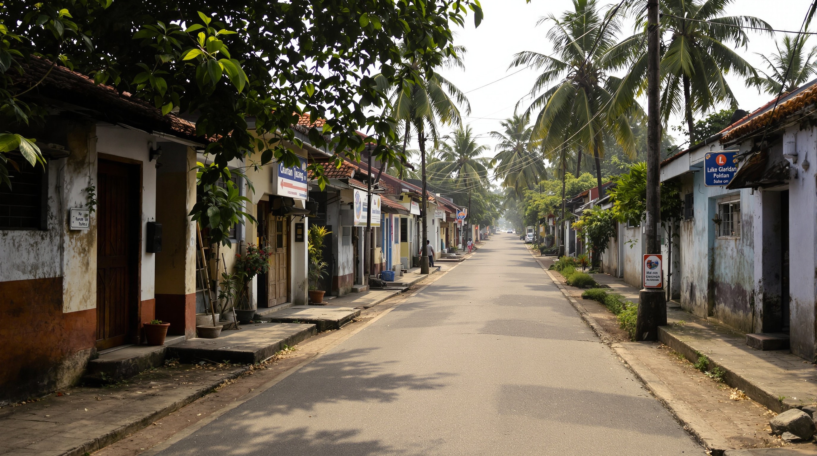 A traditional Eruvadi street sloping down to meet the Nambi river bank