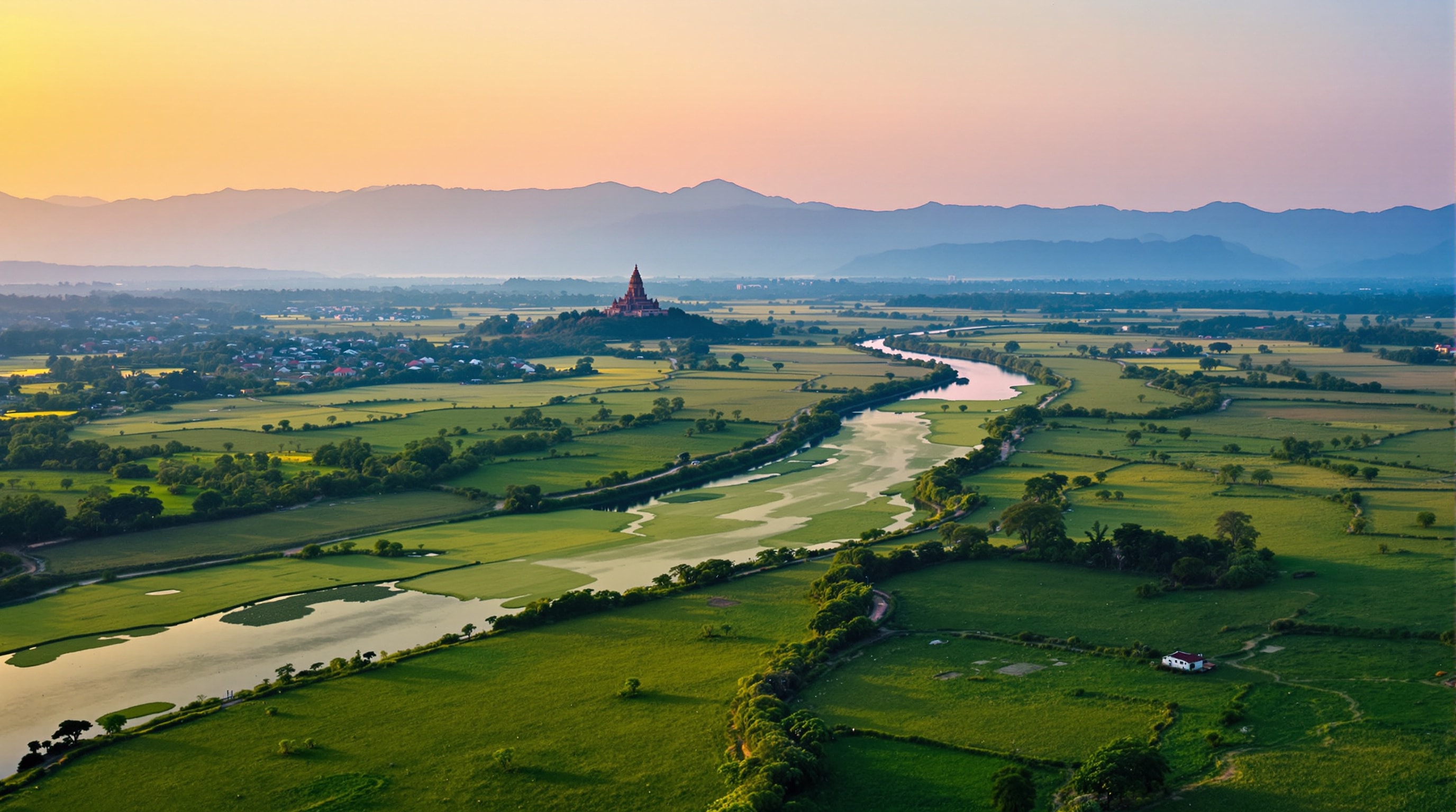 The Tirunelveli (Nellai) region - a river crossing the plain toward the Western Ghats
